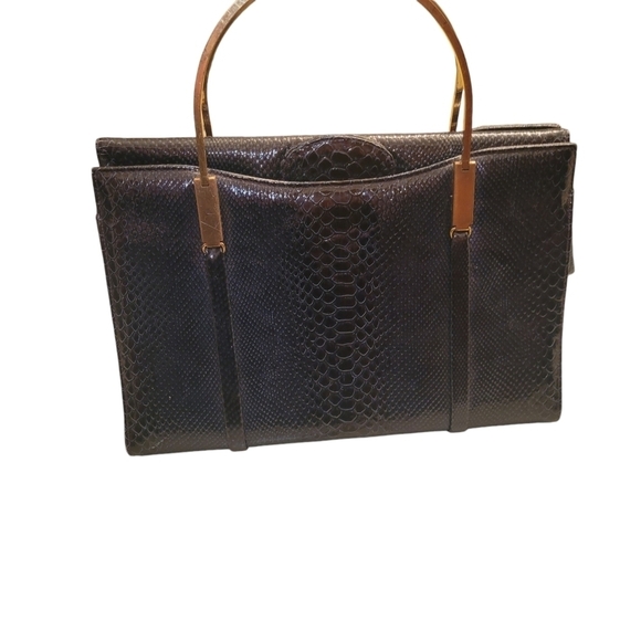 Vintage Saks Fifth Avenue Blue Leather Crocodile Print 11" x 18" - Picture 3 of 5